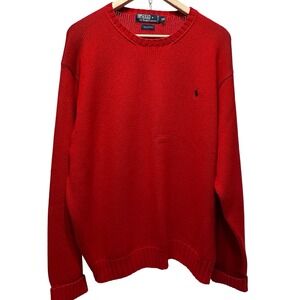 Ralph Lauren Polo Mens Red Cotton Crew Neck Long Sleeve Sweater XXLT